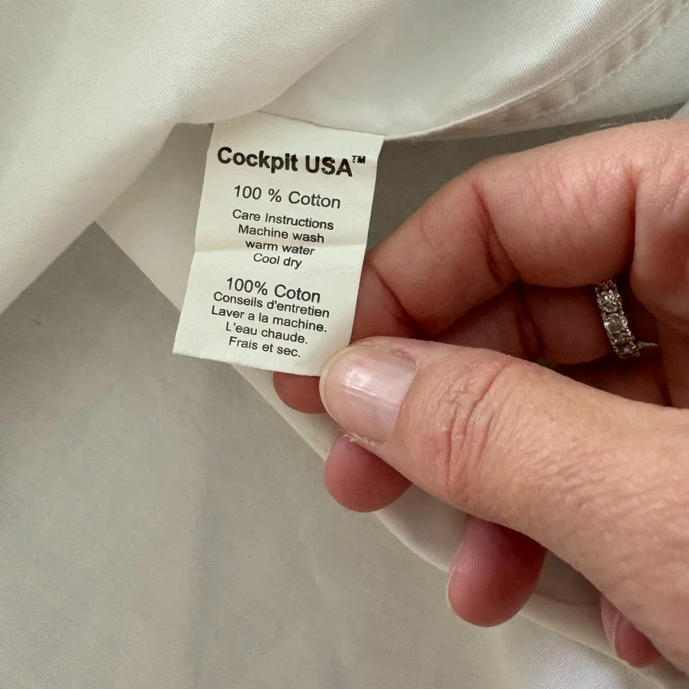 Vintage Cockpit USA Mens White Long Sleeve D.I. Heritage Button Up Shirt‎ Size M